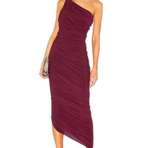 Norma Kamali One-Shoulder Dress in Deep Burgundy